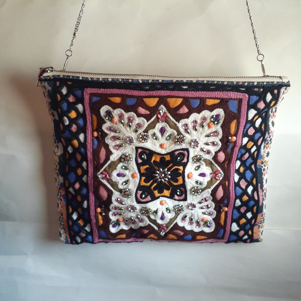 Steve Madden Purple and Orange Shoulder Bag with Geometric Design